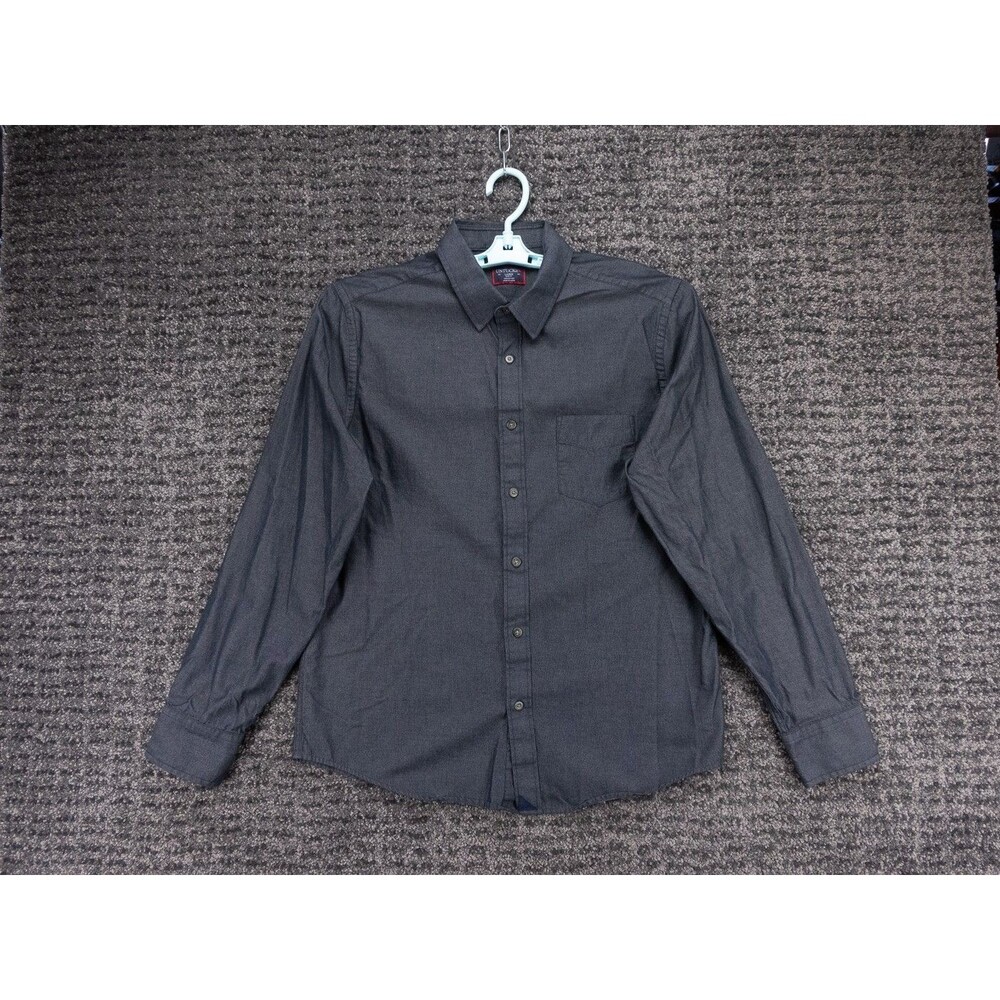 UNTUCKit Shirt Mens Large Gray Slim Fit Casablanca Cotton Long Sleeve Casual